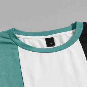 T-shirt à manches courtes pour homme, col rond, coupe classique, design uni en tricot, bleu, blanc, noir - Product Image 5