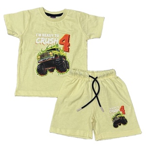 Oferta de Verano: Conjunto de Camiseta/Polo de Manga Corta 100% Algodón con Contraste de Color y Pantalones Cortos Elásticos para Niños - Product Image 6