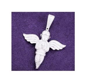 Pendentif Breloque Ange Gardien Hip-Hop en Moissanite Plaqué Or Blanc Style Hip-Hop pour Hommes et Femmes à Prix Réduit - Product Image 3