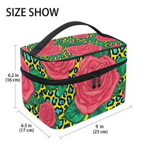 Bolsa de Maquillaje de Gran Capacidad, Organizador de Artículos de Aseo de Viaje con Diseño Floral Pop Art, Bolsillos de Malla, Bolsa de Cosméticos Portátil - Product Image 2