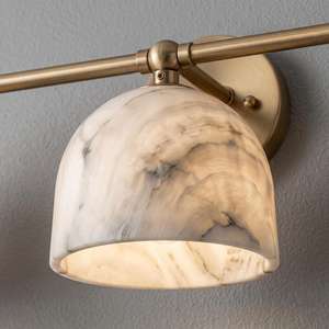 Applique murale moderne en laiton avec abat-jour en marbre, décoration intérieure pour salle de bain, design minimaliste - Product Image 6