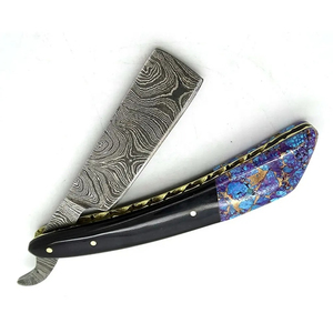 Burraq DIY ODM OEM Navaja de Afeitar Recta de Acero de Damasco Tradicional de Grado Industrial Hecha a Mano con Funda de Cuero para Barberos, 7 Pulgadas, 1 Hoja, 14 - Product Image 4