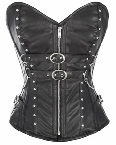 Nouveau design du fabricant : Corset respirant en cuir, bustier surpoitrant avec lacets latéraux et fermeture éclair frontale, sexy, vente en gros, gaine amincissante - Product Image 4