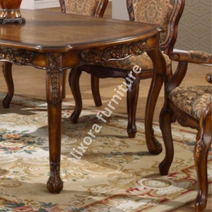 Ensemble de table à manger de style victorien artisanal de luxe pour 6 personnes, avec des sculptures ornées, finition en noyer de qualité supérieure - Product Image 4