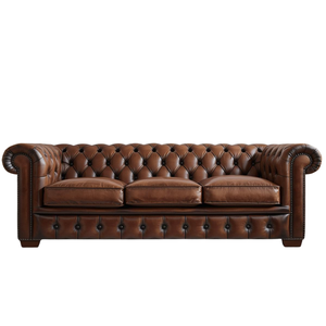 Sofá Chesterfield Clásico de Cuero Marrón de 3 Plazas con Tapizado Profundo y Adornos de Tachuelas, Sofá de Lujo para Sala de Estar, Oficina, Decoración de Hotel - Product Image 2