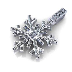 สร้อยคอเงินแท้ 925 ลายเกล็ดหิมะ ประดับเพชรโมอิสซาไนต์ VVS ทรงเหลี่ยมมรกต ขนาด 2 นิ้ว ชุบโรเดียม สลักโลโก้ได้  สำหรับทุกเพศ เหมาะสำหรับงานปาร์ตี้ ของขวัญสุดคลาสสิก - Product Image 1