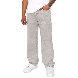 Jeans Anchos de Mezclilla para Hombre, Estilo Casual, Lavados y Desgastados, Diseño Moderno, Personalizados OEM - Product Image 4