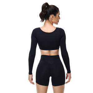 Conjunto Deportivo de Dos Piezas para Mujer, Top de Yoga de Manga Larga y Leggings, Ropa Deportiva Suave y Elástica para Gimnasio - Product Image 5
