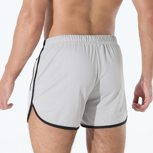 Shorts de sport jaunes pour hommes à taille haute élastique avec poches, extensibles, respirants, séchage rapide, en polyester/coton tricoté, pour l'été - Product Image 3