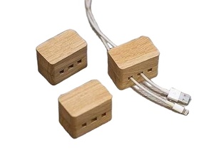 Wooden Foldable Magnetic Cord Holder with 3 Slots for Lightning USB-A/USB-C Cables-<b>Wall</b> Mounted <b>Desk</b> Nightstand Cable Organizer - Product Image 4