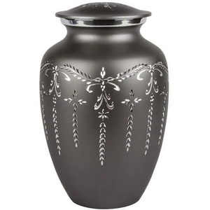 Elegant Pewter Silver Engraved Funeral Urn <b>Large</b> Capacity Adult Cremation Ash Holder Metal Memorial <b>Jar</b> Factory Supplier - Product Image 1