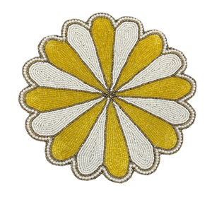 Luxury Modern Beaded Placemat Eco-Friendly <b>Round</b> Design With Glass <b>Cloth</b> and Polyester <b>Table</b> Pad - Product Image 1