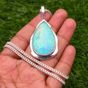 Colgante de ópalo de fuego triple hecho a mano en plata de ley 925, amuleto de piedra preciosa natural, joyería para mujer, regalo al por mayor - Product Image 6