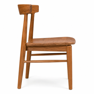 Chaise de salle à manger scandinave en teck avec dossier en forme de pont, écologique et imperméable, design moderne - Product Image 3
