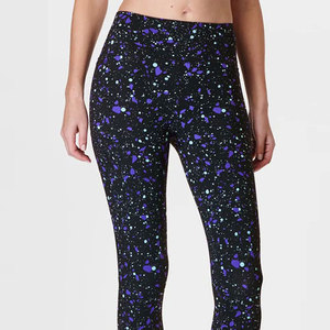 Leggings de yoga taille haute réfléchissants écologiques sans coutures, longueur intégrale, avec panneau en maille texturée côtelée, extensibles dans les quatre sens, en Spandex, séchage rapide - Product Image 5