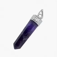 Collar con Colgante de Amatista Natural Morada al por Mayor, Piedra de Cuarzo Curativa con Punta de Cristal de 35-40mm, Cadena Plateada, Reiki