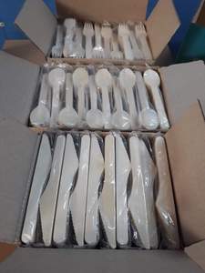 Juego de Cubiertos de Madera Biodegradables – Tenedor, Cuchillo y Cuchara Desechables, Utensilios de Madera Natural para Catering - Product Image 5