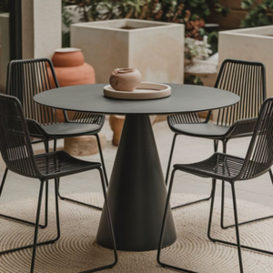 Ensemble de salle à manger d'extérieur au design moderne, résistant aux UV, écologique, imperméable, en rotin, aluminium et bois massif, Vietnam Park, capacité 6 personnes - Product Image 2