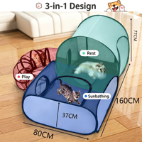 Tente portable pliable pour chat et chien avec tunnel, enclos de jeu, cage, maisonnette extérieure pour animaux de compagnie
