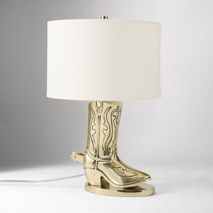 Luxury Cowboy Boot <b>Table</b> Lamp Western Traditional Design Aluminium <b>Gold</b> Finish Novelty <b>Bedside</b> Lamp Office Use QUALITY - Product Image 1