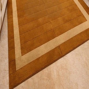 Golden <b>Brown</b> Border Area Rug Minimalist Modern Tufted <b>Wool</b> Rug Contemporary Carpet Luxury Handmade Living Room Bedroom Decor Rug - Product Image 6