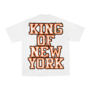T-shirt homme personnalisé à col roulé, coupe classique, imprimé sérigraphié sur le devant, style streetwear, manches courtes, en coton blanc tricoté, écologique - Product Image 1