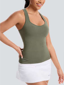 Camiseta sin mangas corta para mujer, mezcla de algodón elástico, chaleco informal de verano para uso diario y estilo de vida activo - Product Image 1