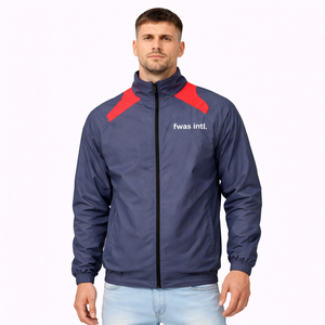 Veste coupe-vent légère 100 % imperméable à capuche pour homme, style patchwork urbain, motif dessin animé, fermeture éclair intégrale - Product Image 1