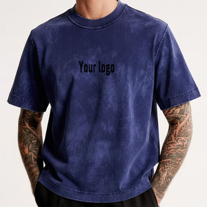 Camiseta de Hombre de Primera Calidad, Color Morado Sólido, Lavado Ácido, Transpirable, Talla Grande, Tejido 100% Algodón, Camisetas para Adultos - Product Image 3