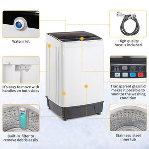Portable Compact Top-Load Washer Full Automatic with 10 Programs and 8 Water Level Selection Spin Drain Pump Included - Product Image 2
