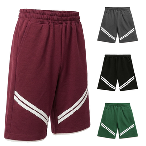Pantalones Cortos Deportivos de Poliéster para Hombre, Color Granate, con Logotipo Personalizado, Doble Raya Diagonal Blanca, Cierre con Cordón en la Cintura, para Entrenamiento Deportivo de Verano - Product Image 5