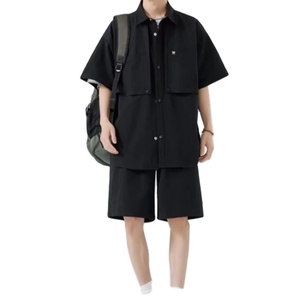 Nuevo conjunto de pantalones cortos de gran tamaño con estilo para hombres, conjuntos de camisetas transpirables de diseño informal, conjunto de camisa de pantalones cortos de verano de media manga - Product Image 1