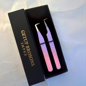 GETUP BROSONS แหนบต่อขนตาป้องกันไฟฟ้าสถิตย์ สแตนเลสสตีล ปลายเรียบ ความแม่นยำสูง ความยาว 10 มม. สีออมเบร - Product Image 2