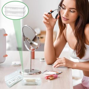 Lot de 2 étuis portables en plastique transparent pour coton-tiges, fil dentaire et cure-dents, idéal pour le voyage et le rangement des cotons-tiges - Product Image 3