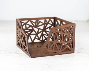 Modern Wooden Square Napkin Holder With Geometric Design Durable <b>Table</b> Decoration 5.4x6.9 Inches - Product Image 2