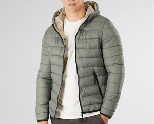2026 Custom Men's Windproof Soft Shell Puffer <b>Jacket</b> <b>Winter</b> Outdoor Hooded Zipper Print Logo 100% Nylon Patchwork - Product Image 1