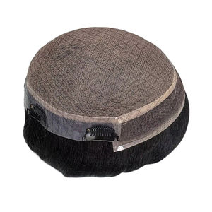 Taz Hair BD Prothèse capillaire frontale en dentelle pour hommes, cheveux humains Remy indiens, ondulation Water Wave, avec patchs centraux - Product Image 1