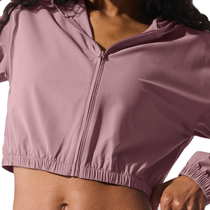 Fournisseur de sweats à capuche zippés personnalisés pour femmes, coupe courte, très tendance, extensibles, décontractés, de qualité supérieure, OEM, marque privée, coupe ajustée - Product Image 5