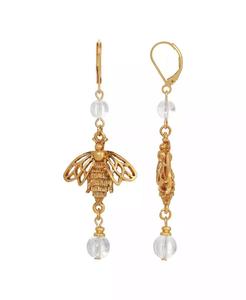 Orecchini Pendenti a Goccia con Cristalli a Forma di Ape - Product Image 1