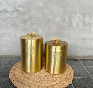 Luxury Heritage Canister Brass <b>Jar</b> for Wedding-Stackable Dishwasher Safe & Moisture-Proof - Product Image 1