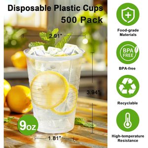 Confezione da 500 Bicchieri Monouso in Plastica Trasparente da 9 oz, Bicchieri da 9 Once per Bevande Fredde, Ideali per Feste, Matrimoni, Viaggi ed Eventi Natalizi - Product Image 3