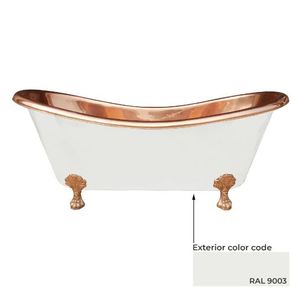 Bañera Ovalada Independiente de Cobre Blanco con Patas de Gato, Hecha a Mano, para Baño, Hotel, Spa - Product Image 1
