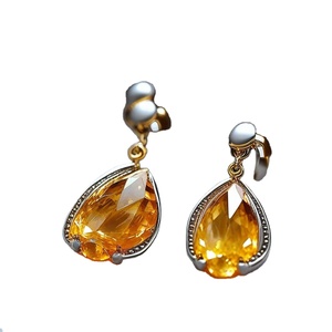 Pendientes colgantes de piedras preciosas con forma de limón y Plata de Ley 925 chapados en oro de 18 quilates para mujeres y niñas - Product Image 1