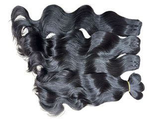 Natural Black <b>Afro</b> Wave French Lace Human Hair Wefts 4 Pieces Clip in Extensions 130% Density Long - Product Image 2