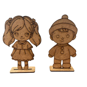 ของเล่นเด็กชายและเด็กหญิงรูปคน ทำจากไม้เอ็มดีเอฟ ตัดด้วยเลเซอร์ ของเล่นมาใหม่ - รับสั่งทำขนาดและดีไซน์ได้ที่นี่ - Product Image 1