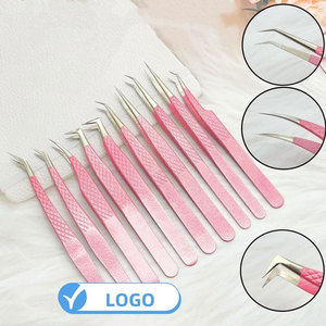 Pince à épiler en acier inoxydable portable de haute qualité et durable, à pointe dentelée, avec logo personnalisé, accessoire de beauté pour le soin des cils en salon - Product Image 1