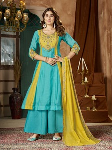 Conjunto de Salwar Kameez de Algodón Bordado para Mujer, Marca Shivam Hub, de Secado Rápido, Largo hasta el Suelo, Corte Regular, Kurta, Pantalón, Dupatta, Tradicional - Product Image 6