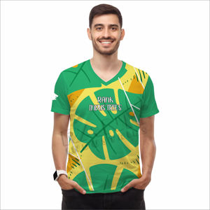 เสื้อยืดแฟชั่นผู้ชาย ผ้าฝ้าย 100% สัมผัสนุ่ม สไตล์ลำลอง สตรีทแฟชั่น ทรงหลวม พิมพ์ลาย ระบายอากาศดี คอวี แขนสั้น ใส่ได้ทุกวัน - Product Image 1