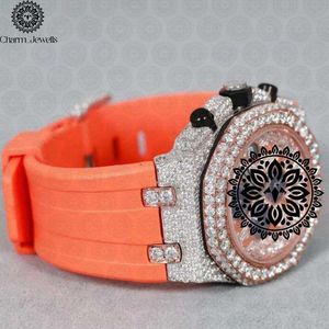 Montre de luxe Charm Jewells en acier inoxydable, cadran analogique de 40 mm, verre saphir, chronographe pour homme, orange, mécanique - Product Image 1