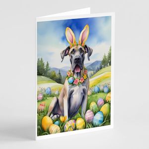 Great Dane Whimsical A7 Size <b>5x7</b> Blank Note Cards Pack of 8 Easter Egg Hunt Greeting Cards with <b>Envelopes</b> - Product Image 1